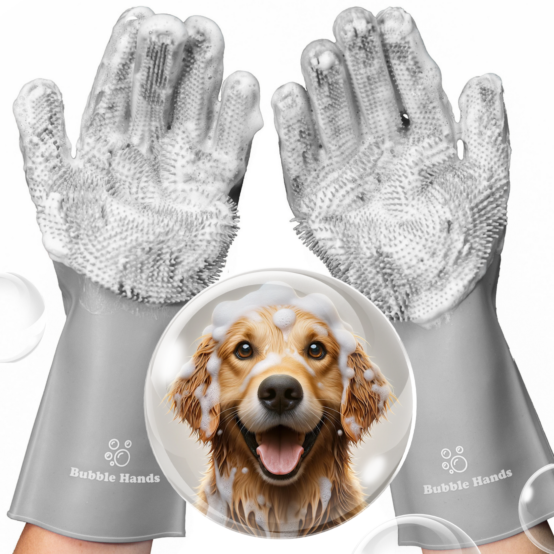 Dog Washing Gloves with Bristle Scrubbers, Reusable Silicone